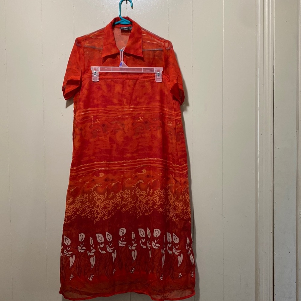 New Fleurs by Elegant Addition red flowers print skirt suit size S